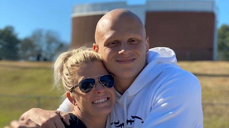 Landon with his biggest fan, his mom, Katie Peek.