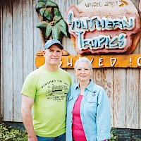 Jim and Stephanie Rainey, owners and full-time operators of Southern Tropics Shaved Ice. Photo by Matt Cornelius