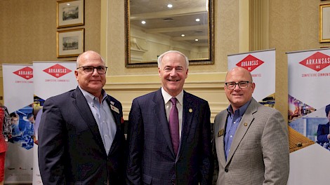 Mayor Allen Brown, Governor Asa Hutchinson, Mayor Bob Bruggeman