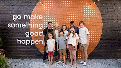 Front Row- Jack Henry Wiggins, Owen Peek, Elynn Peek Back Row- Dr. Josh and Rendi Wiggins, Natalie and Cody Peek, Sanders Wiggins