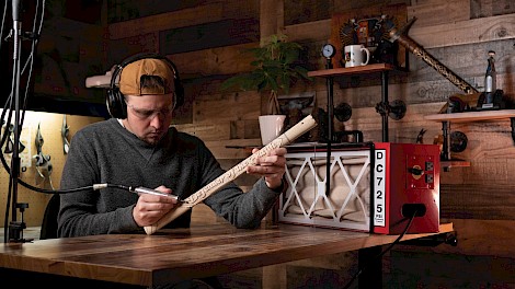 Matt Cornelius filming a Dremel carving tutorial