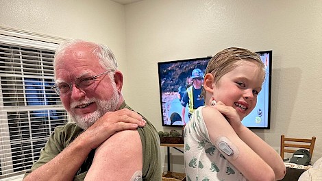 Jim Peek, also known as Papaw, wanted to be just like Charlie and got a Dexcom to monitor his blood sugar. Papaw has Type 2 diabetes.