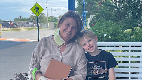 This is the day we were able to move from shots four times a day to a pump that we change every three days. Such a life changer! Pictured is Charlie with his Nano, Anita Peek.