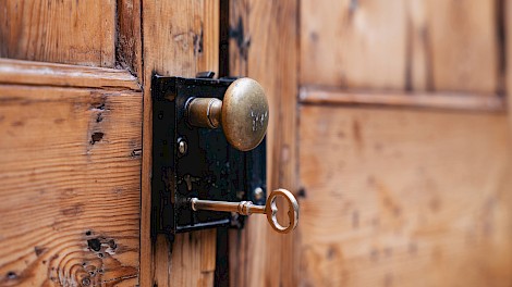 The front door, facing Broad Street, was purchased at Round Top Antique Fair and originally came from Alexandria, Egypt, circa 1895.