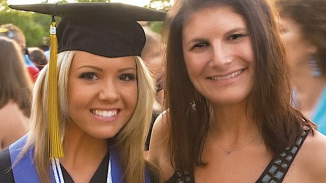 Haas with her high school art teacher, Nicole Brisco, whose encouragement and mentorship helped spark Haas’s journey as a speed painter. photo courtesy of Nicole Brisco