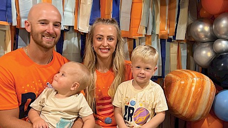 Major, Morgan, Gideon, and Archer Harris celebrate Gideon’s second birthday.