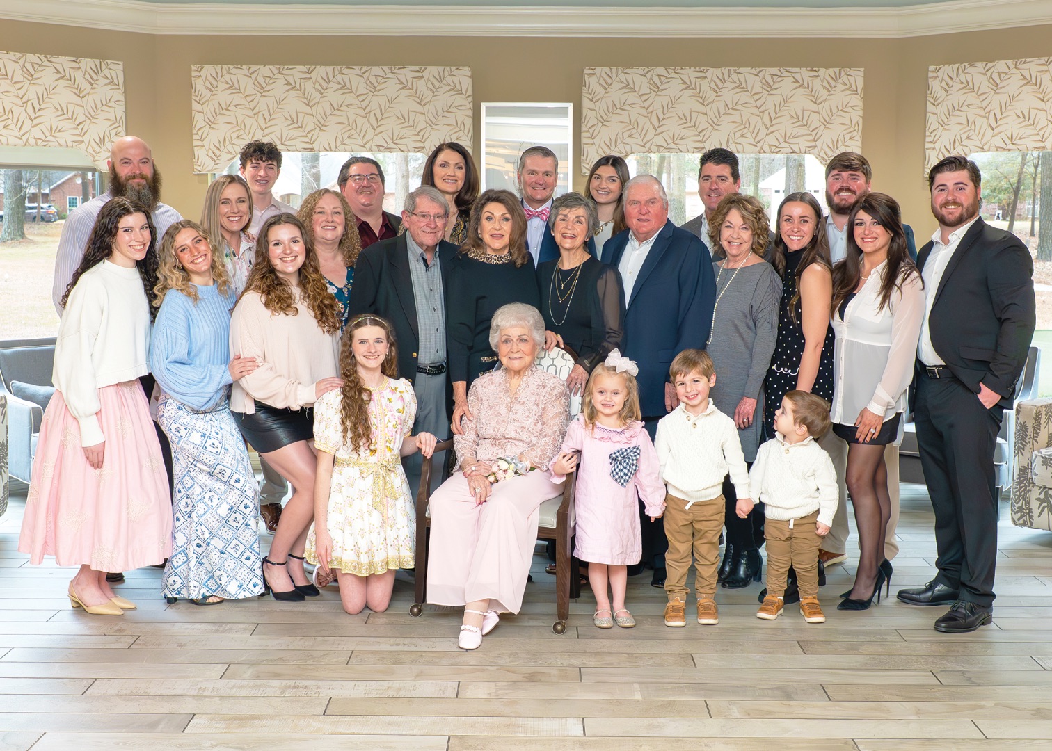 Five generations of the Langdon family gather to celebrate Dorothy “Tutu” Langdon’s 100th birthday. Photo by Matt Cornelius